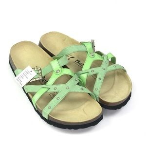 NEW Birkenstock Betula Green Leather Slide Sandal